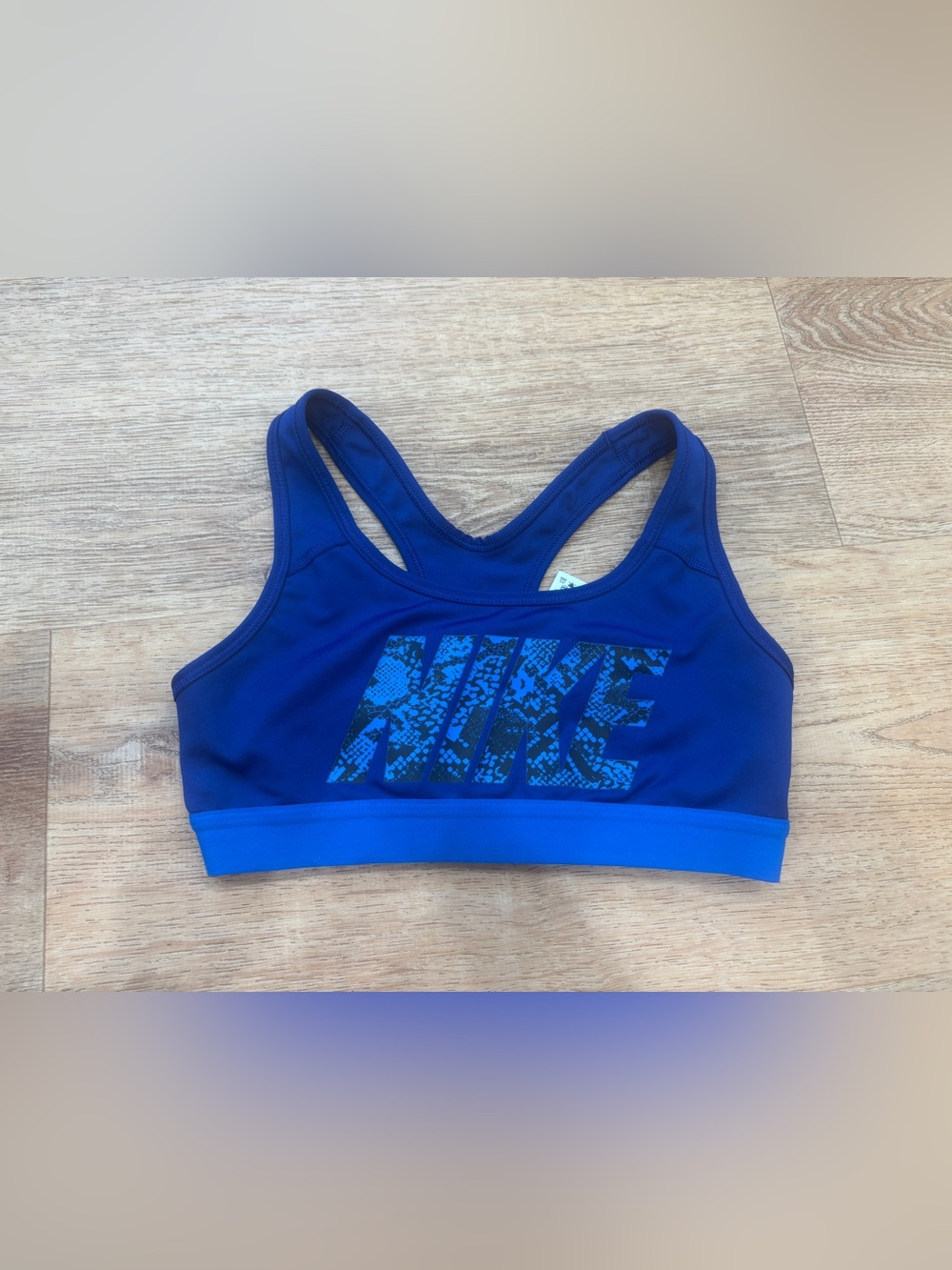 Nike Royal Blue Sports Bra with Printed Logo